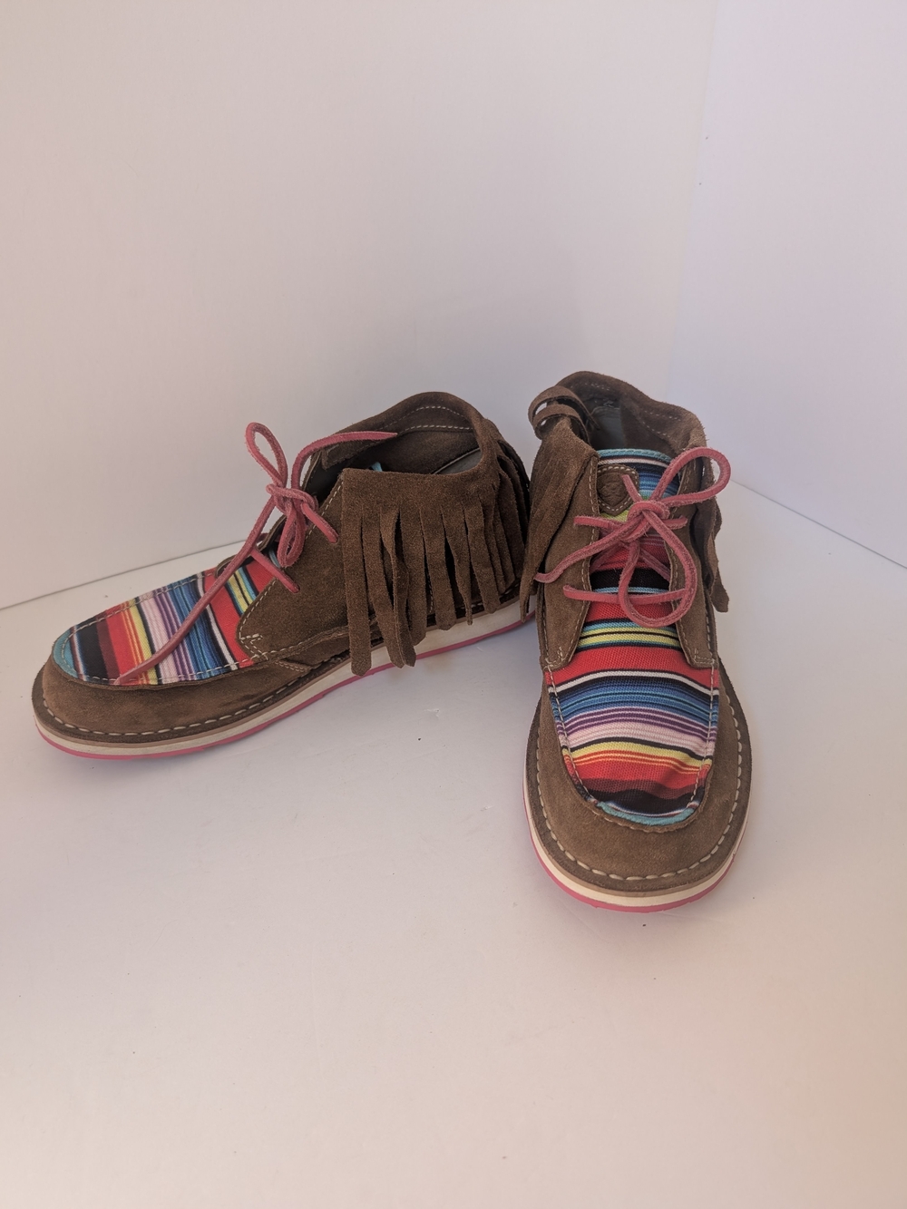 Ariat Women’s Cruiser Chukka Boots Brown Suede Serape Fringe Size 8B Style 10021